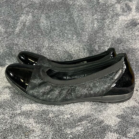 Mephisto Women's Black Genuine Leather Ballet Flats Size 8.5 - Picture 1 of 9
